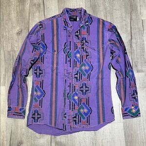 RARE Vintage Wrangler Men's Purple Western Shirt 15 1/2